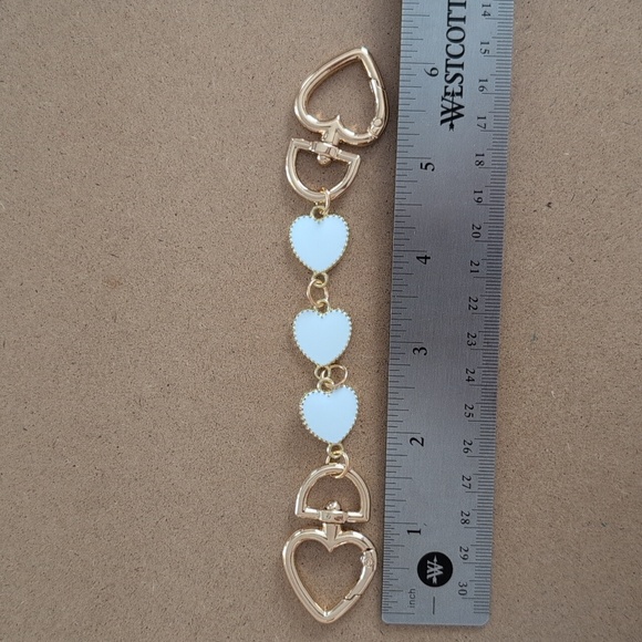Gold and White Heart Purse Strap Extender & Charm - Picture 4 of 6